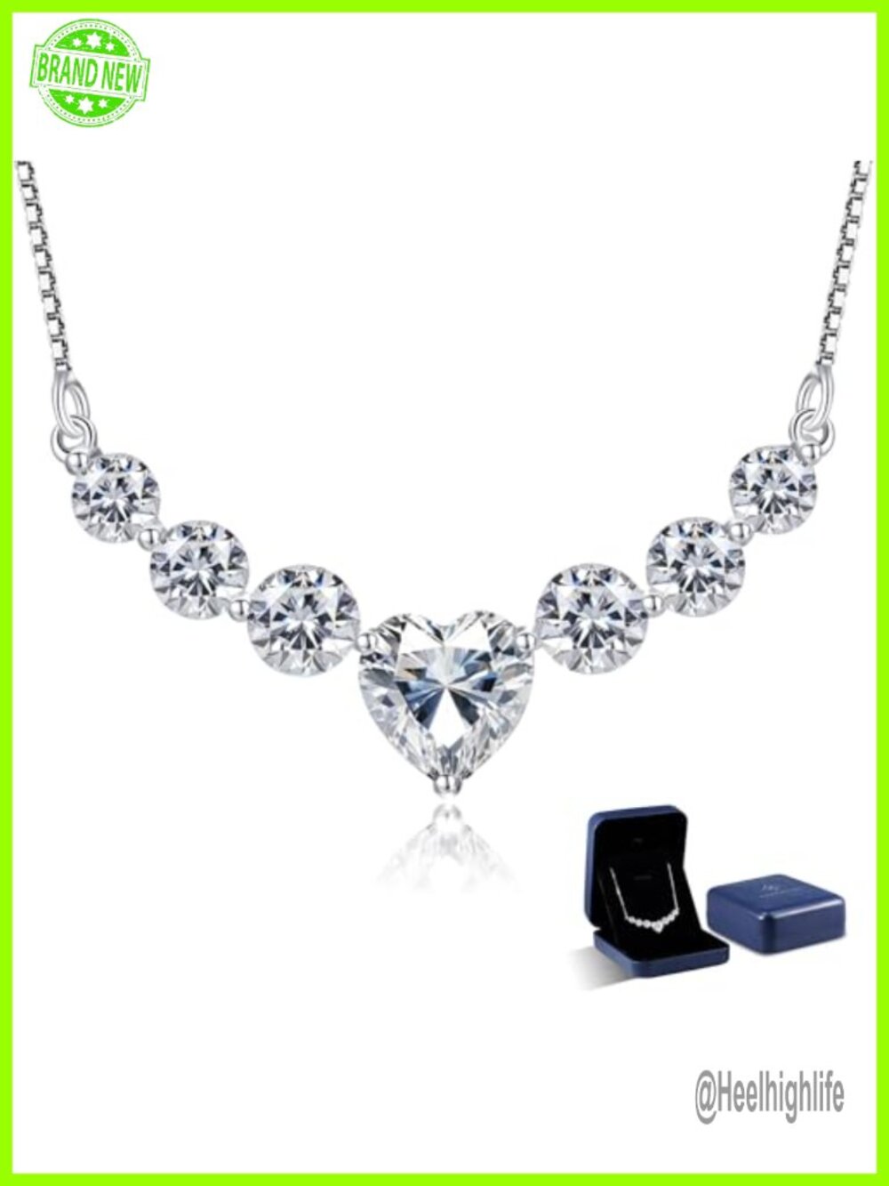 Moissanite Heart Necklace 18K Gold Plated Sterling Silver